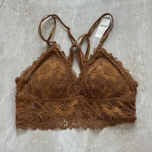 Aerie Tan Floral Lace Bralette